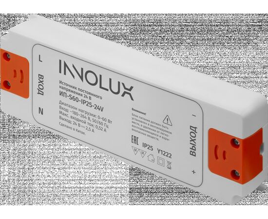 915049 - INNOLUX драйвер (блок питания) для св/д ленты 60W 24V 50/60Гц 3А IP25 ИП-S60-IP25-24V 97430 (1)