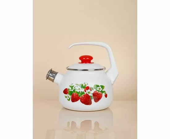887495 - Чайник эмаль со свистком Клубника 2,5л  ЭТ-72880 Эстет (1)