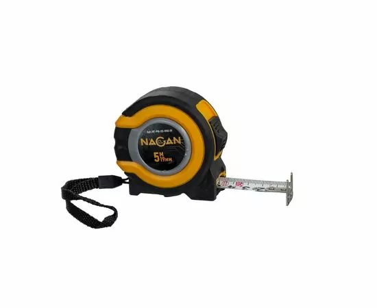 889238 - NAGAN Рулетка измерительная 5м x 19мм пластиковый корпус, магнитная, нейлон полотно НГ-РИ-32-050-19 (1)