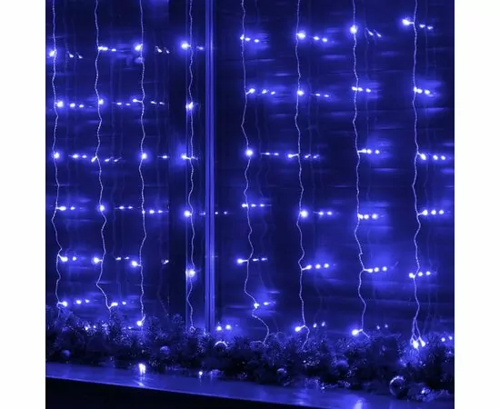 909512 - Uniel Гирлянда-занавес св/д 3х2м 160LED синий, провод прозрач ULD-C3020-160/DTA BLUE IP20 (1)