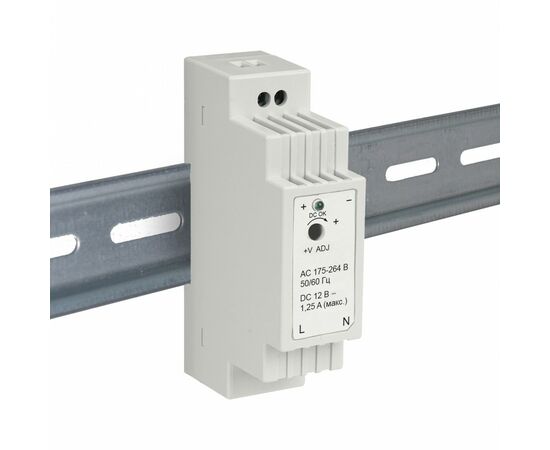 921659 - APEYRON Блок питания на DIN-рейку 12V 15W 175-264V 1,25А IP20 25х93х56мм пластик бел 03-160 (1)