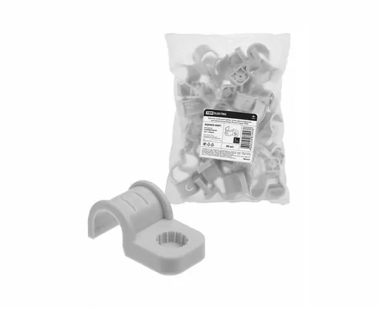 884700 - TDM скоба крепежная д/трубы d16мм односторон д/прям монтажа (уп 50шт,цена за шт)серая ПМ SQ0405-6001 (1)