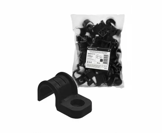 884704 - TDM скоба крепежная д/трубы d20мм односторон д/прям монтажа (уп 50шт,цена за шт)черн ПМ SQ0405-6112 (1)