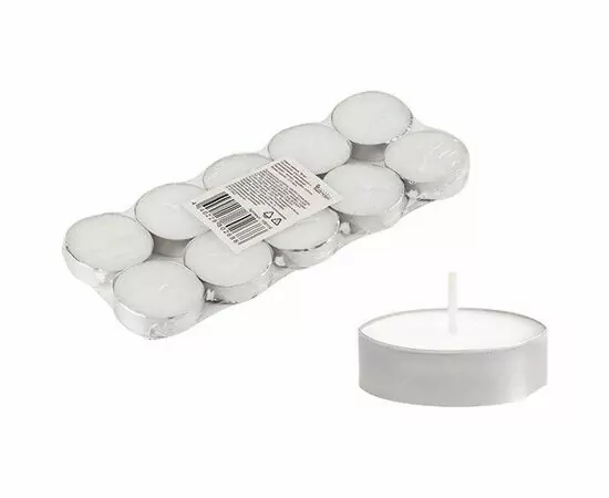 925016 - Свеча чайная в гильзе белая 10шт/уп, цена за уп, d=3,75мм 106116 Волшебная страна (1)