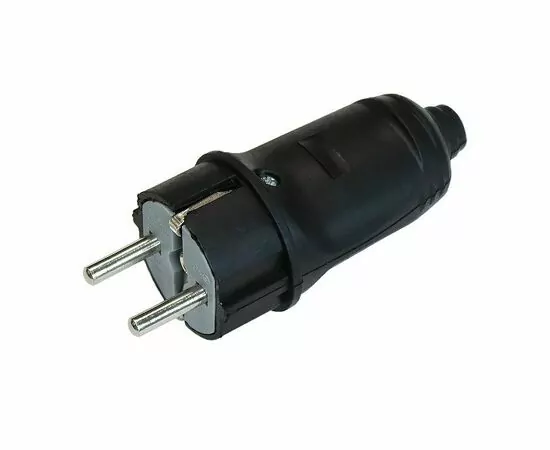 874327 - 1-2.SALE вилка прямая каучук 2P+PE 1х16А 220-240V IP44 черн.(Турция) E1M (1)