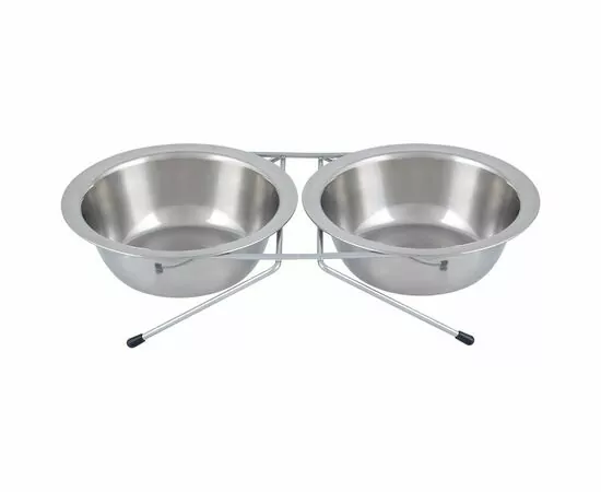 885465 - Подставка с двумя мисками для кошек/собак, 2х300мл (d=13см), нерж стал 107306 Рыжий кот (1)