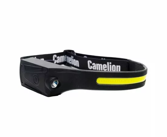 932346 - Camelion фонарь налобный LED5383 (3XAAA не в/к) COB+LED 3W(170lm) 6K 4 реж, черн, эласт.ремешок, BL (1)