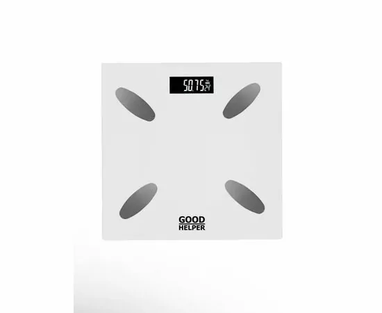 931867 - Весы напольные эл. GOODHELPER BT-SA60 Умные (стекло), до 180кг, 30*30см, (2*ААА) белый (1)