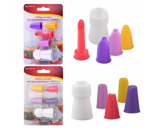 931927 - Декоратор д/крема с 5 насадками 2 дизайна (кратность 3!!!) пластик VL8-172 Мультидом (1)