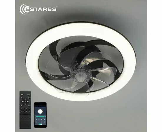 933483 - Estares св-к-люстра св/д управл.вентилятор FAN SIMPLE 60W+18(6000lm) 2K-4K-6K 480x125 пульт бел IP20 (1)