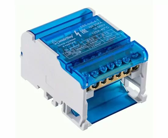 934960 - SmartBuy Шина N Ноль (нул.) 4х7мм на DIN-рейку в корпусе (кросс-модуль) SBE-bc0-4-7 (1)