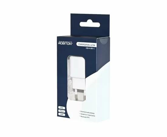 934183 - Сет. адаптер/зарядник/блок пит. 220V-5V Robiton Charger35-UCW5W 35W USB, type-C, черный, 19417 (1)