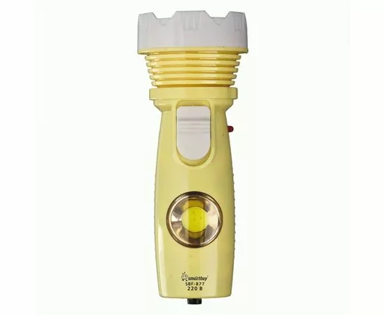 936701 - SmartBuy Фонарь ручной 1W LED+COBбок 2реж аккум св-кисл 4V 300мАч 220V встр вилка 12,5х5см SBF-877 (1)