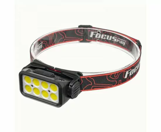 936775 - Focusray Фонарь налобный 1301 8LED 3W COB акк.1.2Ah сенсор 5реж. инд.зар. USB чер бокс (1)