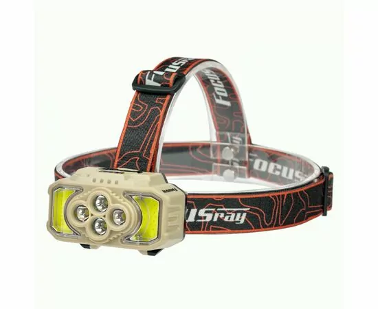 936799 - Focusray Фонарь налобный 1332 8LED акк.1.2Ah 6реж. красн.свет сенсор инд.заряда USB беж.бокс (1)