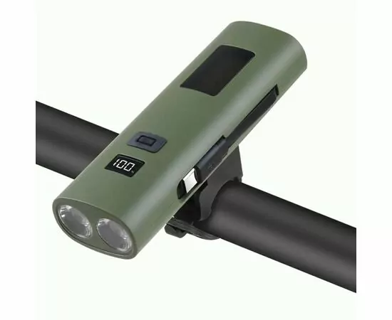 936802 - Focusray Велосипедный фонарь 1335 2LED акк 2Ah цифр.диспл. 5реж. красн.свет USB зел пласт.короб. (1)