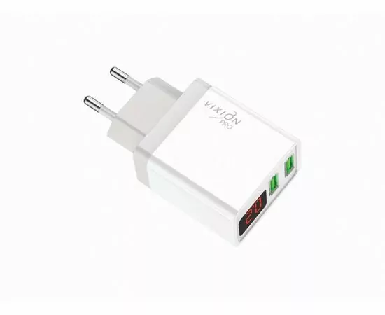 936887 - Сет. адаптер/зарядник/блок пит. СЗУ VIXION PRO VH-12 (2-USB/3.1A) с дисплеем, белый (1)
