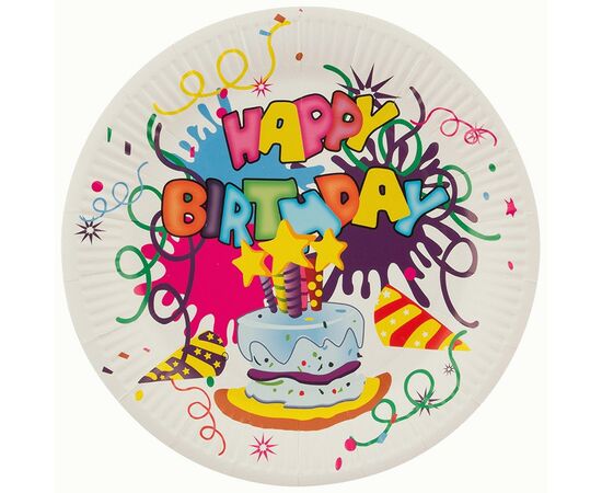 937700 - Тарелка однораз. бумажная d=23см Happy Birthday(6шт/уп,цена за уп) (кратн.12!) 7149 Волшебная страна (1)