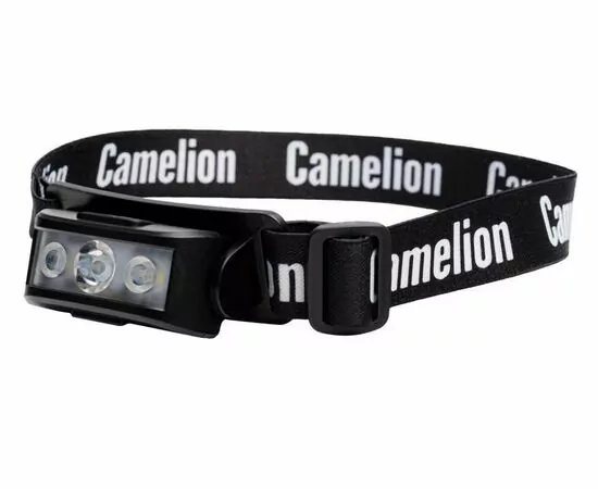 938753 - Camelion фонарь налобный LED53403 акк.3.7V LED2W+красн-син мигал 2W, 5реж, Type-C, черн, BL (1)