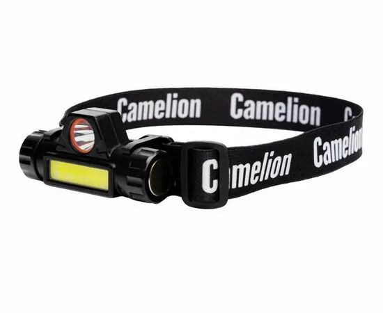 938754 - Camelion фонарь налобный LED53405 акк.3.7V XPE3W+COB3W 2реж, магнит, раздель. диммер, черн, BL (1)