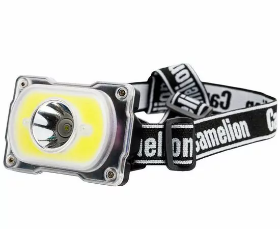 938756 - Camelion фонарь налобный LED53407 акк.3.7V LED3W+COB5W 4реж, Type-C, черн, BL (1)