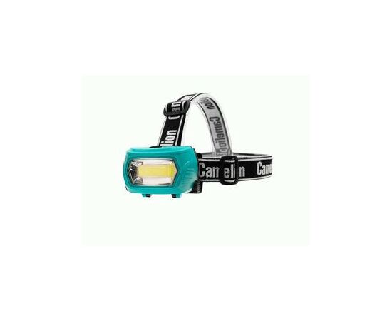 938759 - Camelion фонарь налобный LED53410 акк.3.7V или 3xAAA, COB 3W 3реж, Type-C, зелен, короб (1)