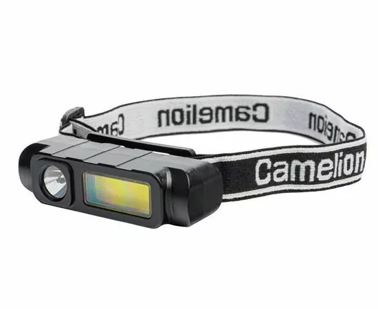 938761 - Camelion фонарь налобный LED53414 акк.3.7V LED 1W+COB 3W 4реж, ближ+дальн свет Type-C, черн, коробка (1)
