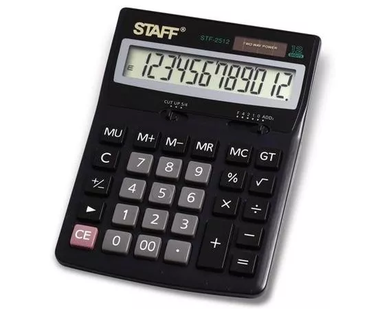 321327 - Калькулятор STAFF настольный STF-2512, 12 разрядов, двойное питание, 170х125мм (1)