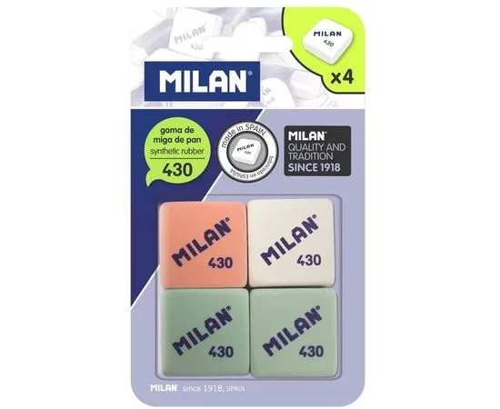 701252 - Ластик каучук Milan 430, 4 штуки в блистере (BMM9215) арт. 973166 (1)