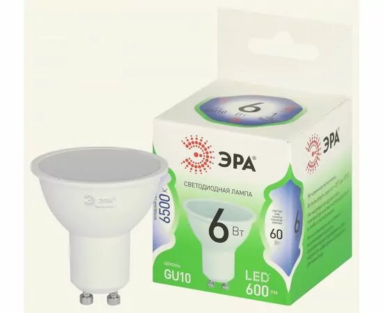 938856 - ЭРА GREEN LINE лампа св/д MR16 GU10 6W(600lm) 6500K 6K софит MR16-6W-865-GU10 51x88 67079 (1)