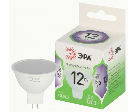 938865 - ЭРА GREEN LINE LED лампа св/д MR16 GU5.3 12W(1200lm) 6500K 6K софит MR16-12W-865-GU5.3 51x85 67062 (1)