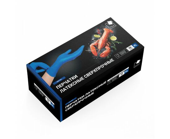 897416 - Перчатки латексные сверхпрочные High Risk 50шт(25пар,44гр пара),синие,разм XL,коробка,HR004S/ ADM (1)