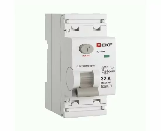 942408 - EKF PROxima выкл. дифференциальный (УЗО) ВД-100N 2P 32А 30мА, тип AC, 6кА, эл.мех E1026M3230 (1)