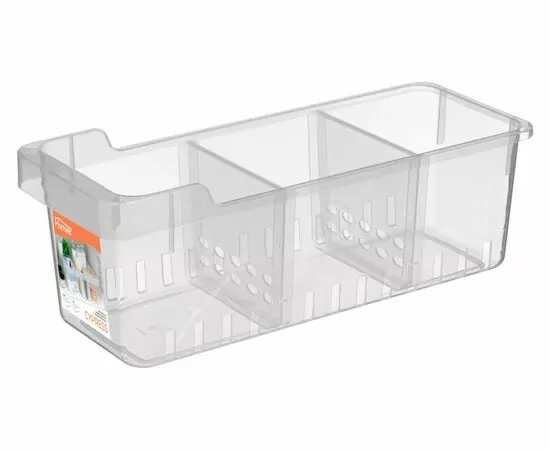 942457 - Контейнер (органайзер) д/хранения с разделителями Cypress 5л 145х380х140мм бесцветный Homver (1)