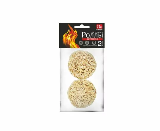 943135 - Роллы д/розжига 2шт/уп, цена за уп (древес. стружка+парафин) 600-133 GRIFON (1)