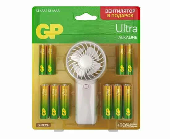 943411 - Элемент питания GP Ultra G-TECH 15AU/24AU 12xLR6/316 + 12xLR03/286 BL24 + вентилятор в подарок (1)