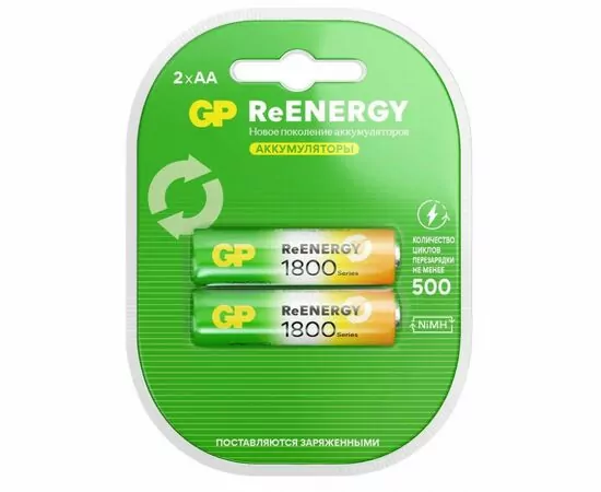 945621 - Аккумулятор GP ReEnergy R6 1800mAh 180AAHCRGY/R6 Ni-MH BL2 (1)