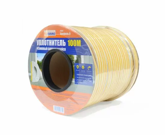 911645 - Уплотнитель D-профиль 8*9мм 4WALLS 100м белый резиновый самокл. арт.URB100D (1)