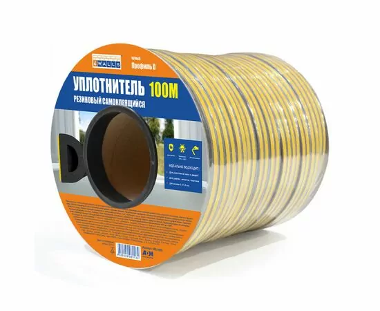 911647 - Уплотнитель D-профиль 8*9мм 4WALLS 100м черный резиновый самокл. арт.UBL100D (1)