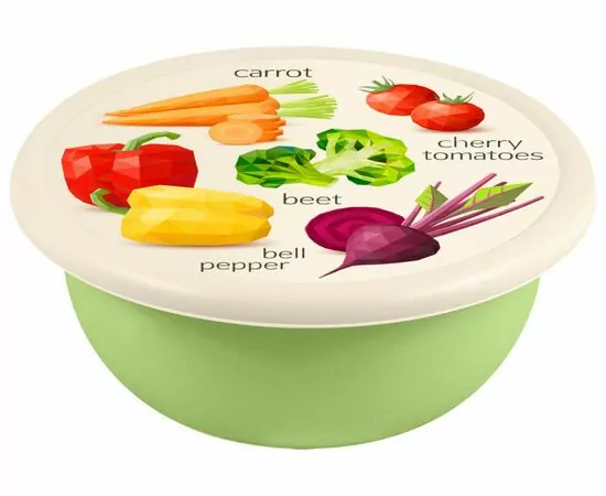 914173 - Миска (салатник) с крышкой 3,2л с декором салатовый 221141020/04 Homver (1)