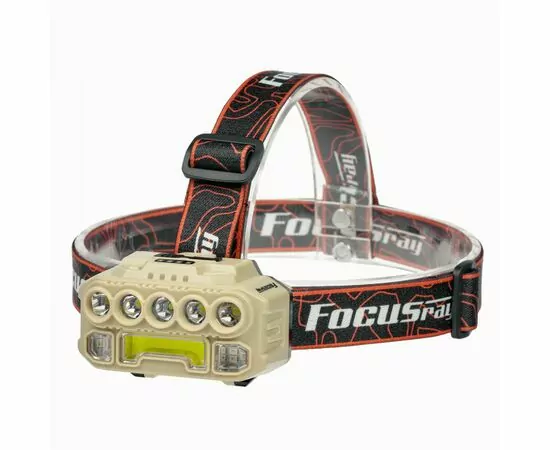 936800 - Focusray Фонарь налобный 1333 8LED акк.1.2Ah 6реж. красн.свет инд.заряда USB беж.бокс (1)