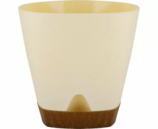 944727 - Горшок для цветов 0,65л,d=11см,поддон,прикорн полив,WOOD сливочный/бук,IG609810001/InGreen (1)