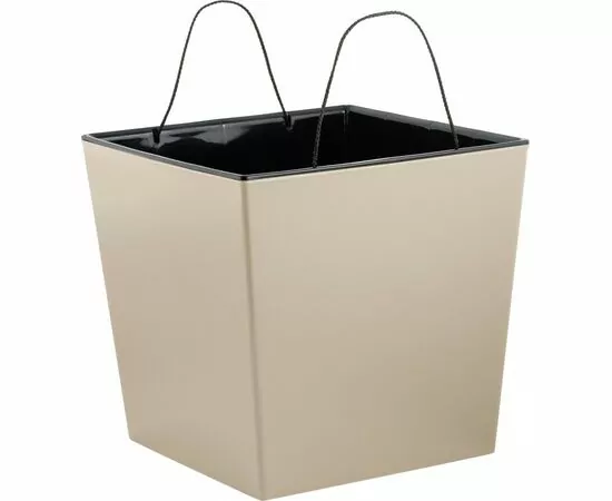 944750 - Горшок для цветов 4,2л,17,7*17,7см,дрен вставка,London CUBE калиф миндаль,IG780010006/InGreen (1)