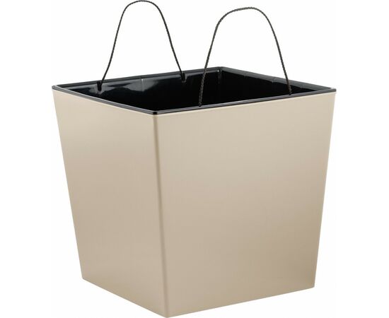 944750 - Горшок для цветов InGreen London CUBE 177 х 177 мм, 4,2 л c дренаж. вставкой калифорнийский миндаль (1)