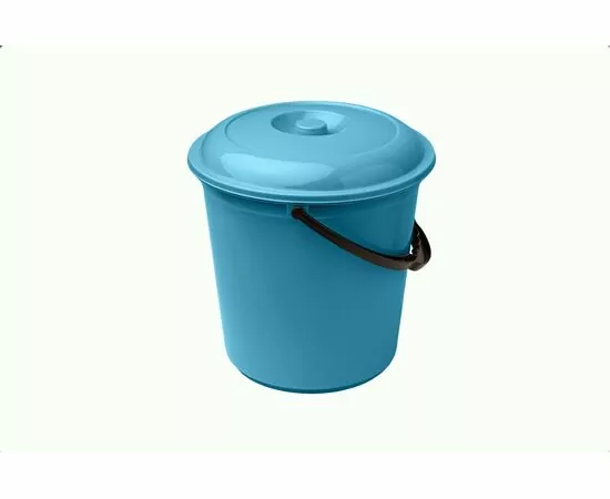 949275 - Ведро хозяйственное 10л,круглое,крышка,мерная шкала,сине-серое,IS40022/2/ Spark Plast (1)