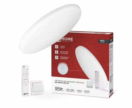 950062 - ASD/InHome св-к св/д управл  95W(7600lm) 2-4-6K d460x67 пульт ДУ бел NEO SIMPLE-95RC-WH 0897 (1)
