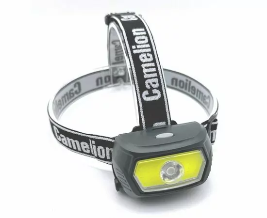 950260 - Camelion фонарь налобный LED53413 акк.3.7V или 3xAAA, COB 5W+LED 3W 3реж , Type-C, карбон, BL (1)