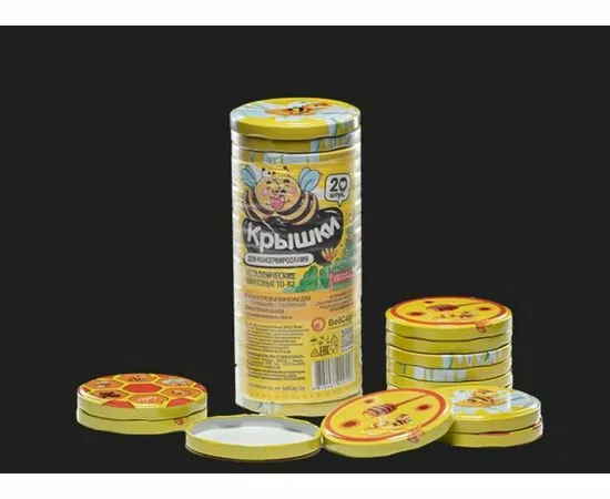 950613 - Крышки винтовые Твист-Офф D=82мм Полинка BelCap с картинкой МЕД 20шт/уп, цена за шт (Беларусь) (1)