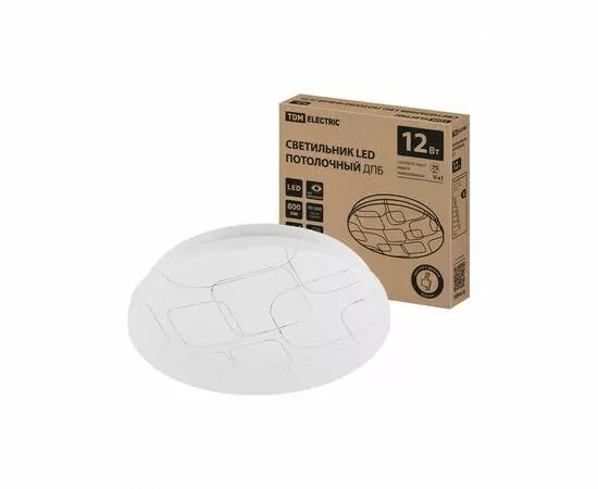 950904 - TDM св-к св/д декоративный 12W 800lm 6000К 6К Геометрия d210х50мм IP20 ДПБ 03 SQ0329-9006 (1)