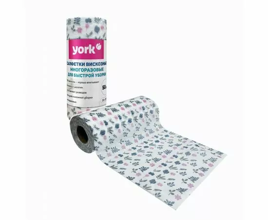 952006 - Салфетки в рулоне вискоза(50%)+п/э 25*30см,50шт,Узор,020500/ YORK (1)